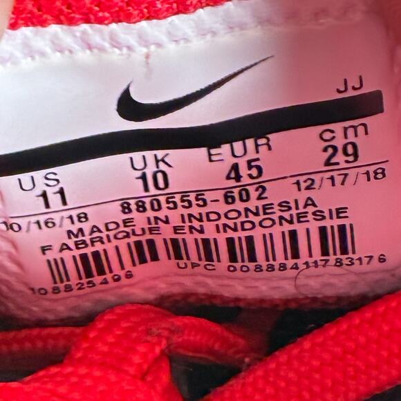 Nike Air Zoom Pegasus 34 Red White Lace Up Running Shoes 880555-602 Mens Size 11 - Picture 9 of 10